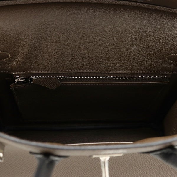 エルメス バーキン25 トリコロール エコルセ/ブラック/エトゥープ/シルバー金具 エプソン W刻印 HERMES Birkin ハンドバッグ
