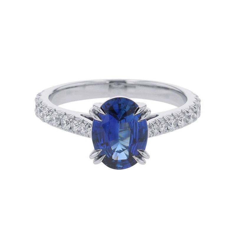 ハリーウィンストン リング オーバルシェイプ リング ダイヤ/サファイア 1.23ct Pt950プラチナ サイズ約7号 鑑別書付き RGSPOV010BRL