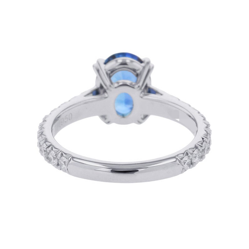 ハリーウィンストン リング オーバルシェイプ リング ダイヤ/サファイア 1.23ct Pt950プラチナ サイズ約7号 鑑別書付き RGSPOV010BRL