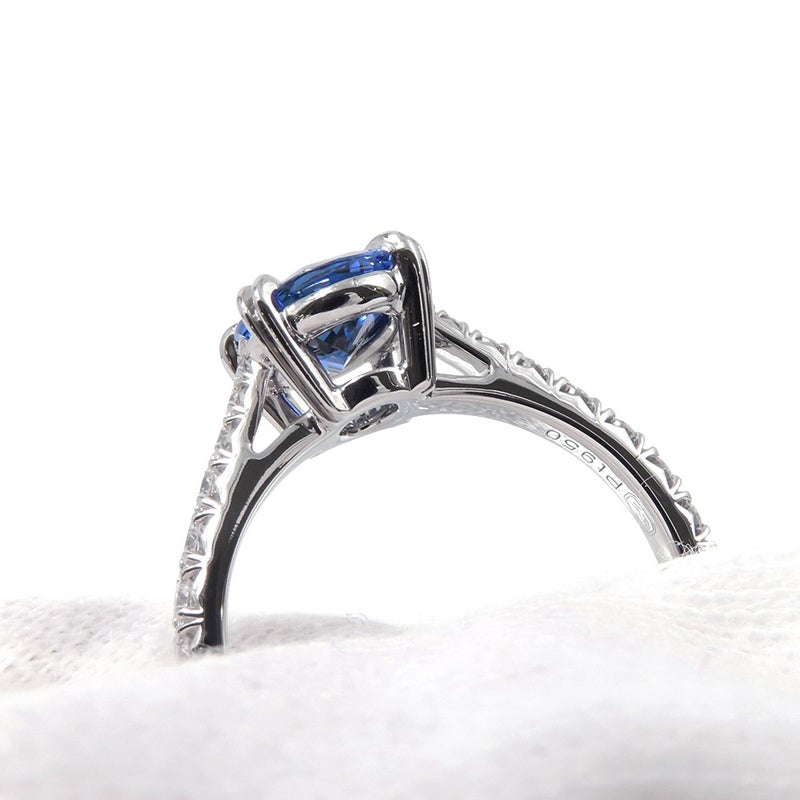 ハリーウィンストン リング オーバルシェイプ リング ダイヤ/サファイア 1.23ct Pt950プラチナ サイズ約7号 鑑別書付き RGSPOV010BRL
