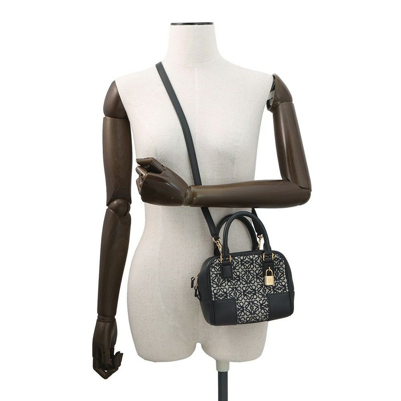 ロエベ ハンドバッグ アマソナ16 スクエア アナグラム キャンバス A039N21X03 2way 黒