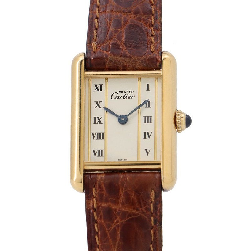 カルティエ マストタンク ヴェルメイユ LM W1002653 Cartier 腕時計 レディース クォーツ ウォッチ アイボリー文字盤