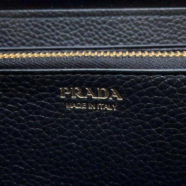 プラダ 長財布 ロゴ ラウンドファスナー レザー 1ML506 PRADA 財布 黒 アウトレット品