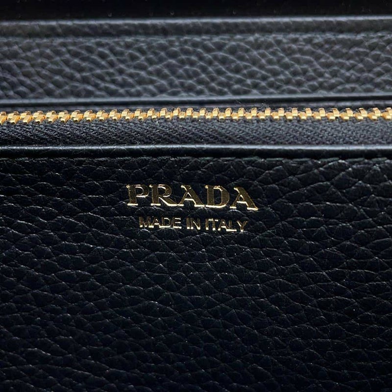 プラダ 長財布 ロゴ ラウンドファスナー レザー 1ML506 PRADA 財布 黒 アウトレット品