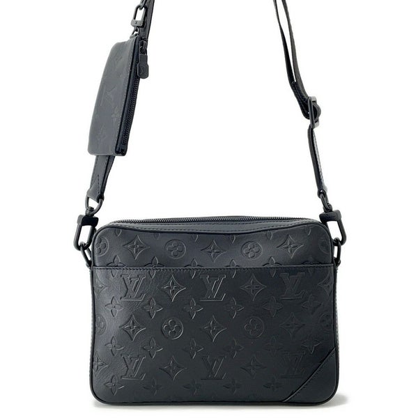 ルイヴィトン ショルダーバッグ モノグラム・シャドウ デュオ・メッセンジャー M69827 LOUIS VUITTON 黒 ブラック