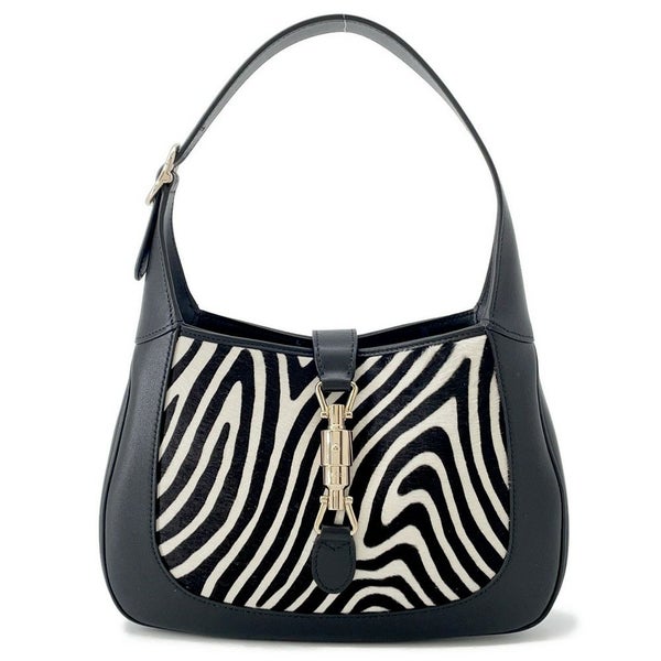 グッチ ハンドバッグ ジャッキー1961 アニマルペイント カーフヘア ミディアム 820415 ゼブラ 2way 黒