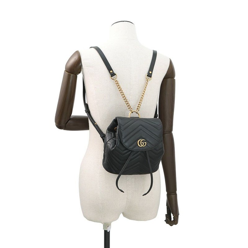 グッチ リュック GGマーモント レザー 528129 GUCCI バッグ 黒