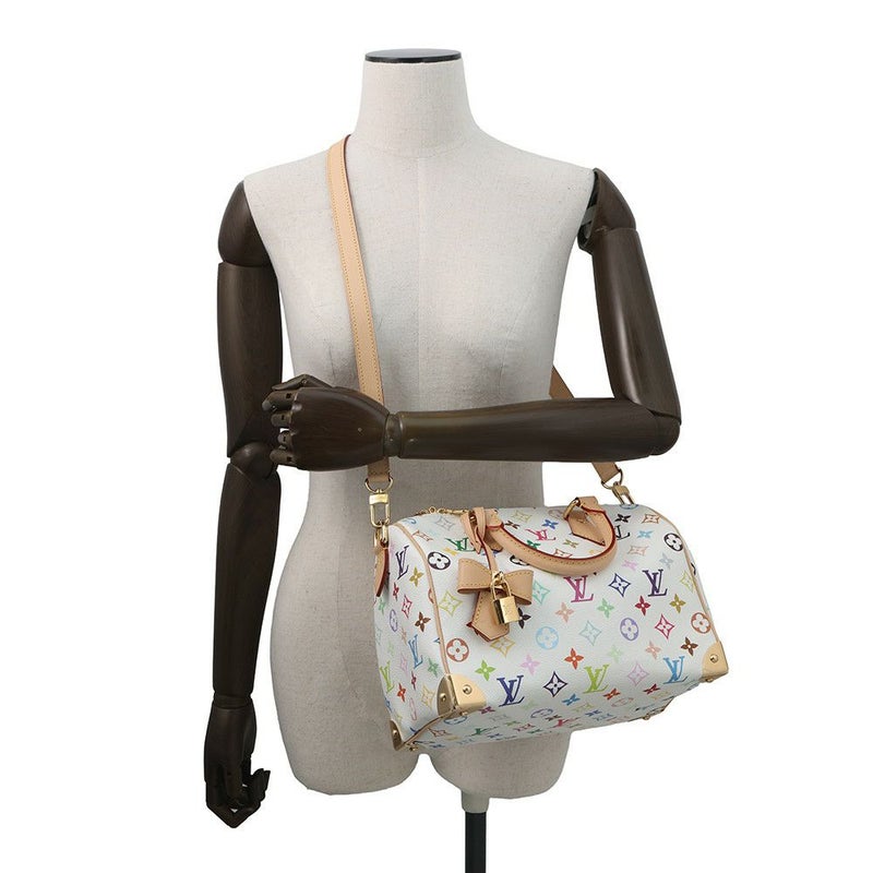 ルイヴィトン モノグラム・マルチカラー LV × TM スピーディ・バンドリエール 25 M13085 2way 白 ホワイト 村上隆 コラボ