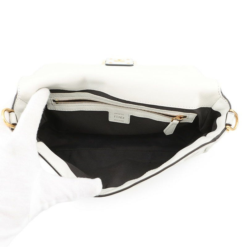 フェンディ ハンドバッグ バゲット レザー 8BR600 FENDI ワンショルダー 白