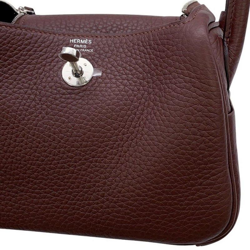 エルメス ハンドバッグ リンディ ミニ ルージュセリエ/シルバー金具 トリヨンクレマンス K刻印 2wayショルダー