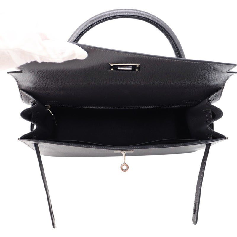 エルメス ハンドバッグ ケリー32 外縫い グラファイト/シルバー金具 クシュベル □G刻印 2wayショルダー