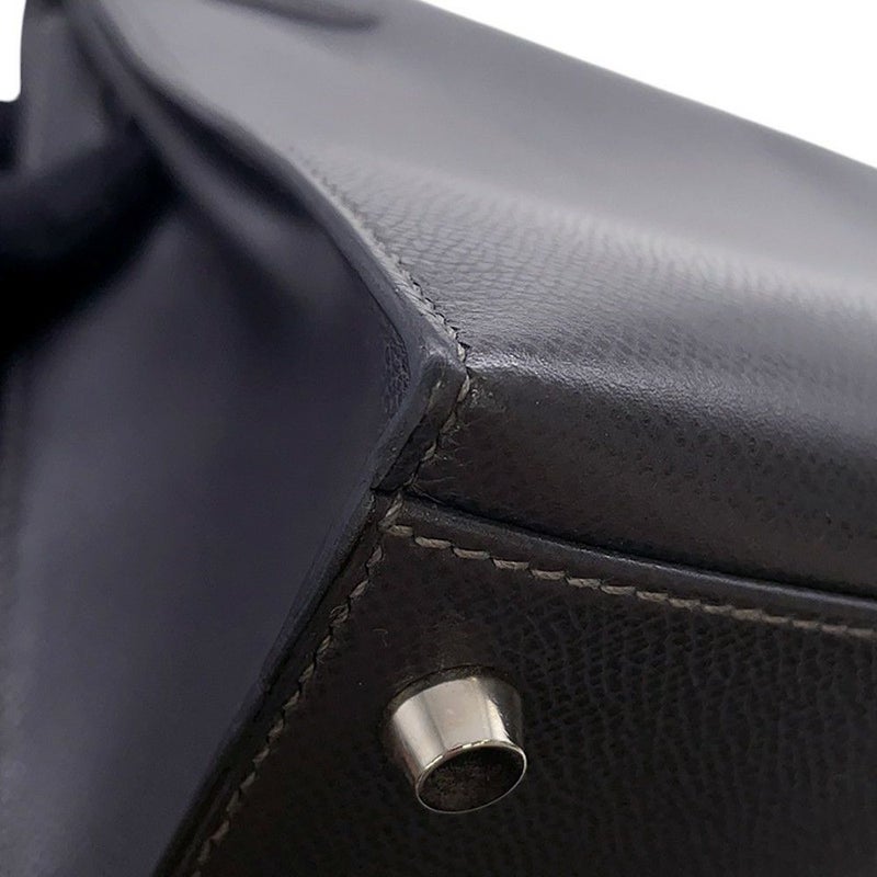 エルメス ハンドバッグ ケリー32 外縫い グラファイト/シルバー金具 クシュベル □G刻印 2wayショルダー