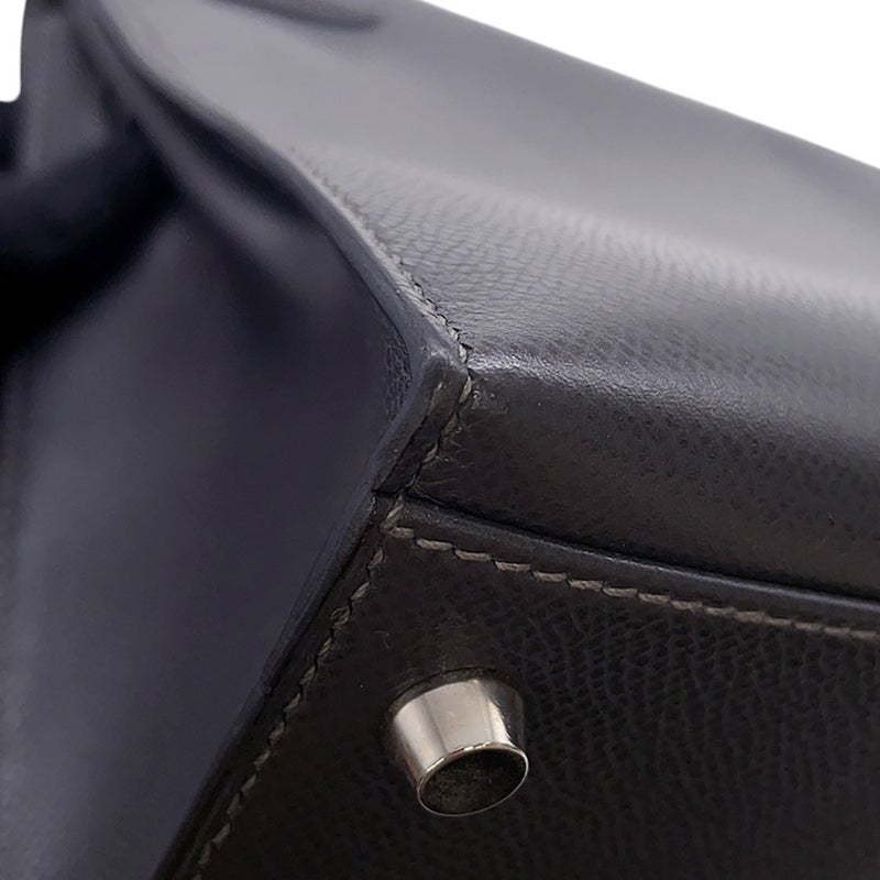 エルメス ハンドバッグ ケリー32 外縫い グラファイト/シルバー金具 クシュベル □G刻印 2wayショルダー