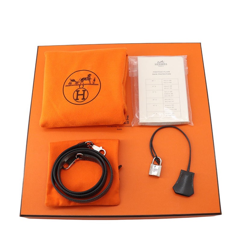 エルメス ハンドバッグ ケリー32 外縫い グラファイト/シルバー金具 クシュベル □G刻印 2wayショルダー