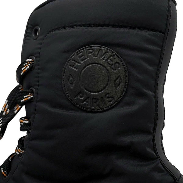 エルメス ショートブーツ フレッシュ ナイロン/レザー レディースサイズ36 1/2 HERMES 靴 黒