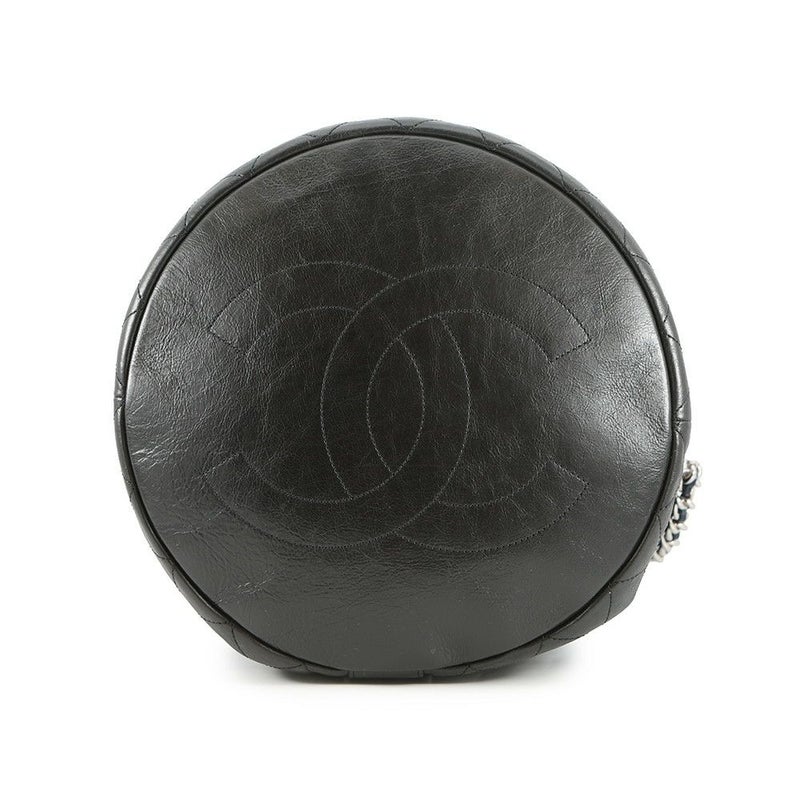 シャネル ショルダーバッグ エンブロイダリー ドローストリング 刺繍 ウール A57519 CHANEL 巾着バッグ 黒