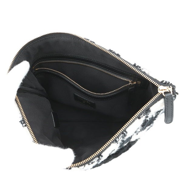 シャネル クラッチバッグ ココマーク ツイード 千鳥格子 CHANEL セカンドバッグ 黒 白