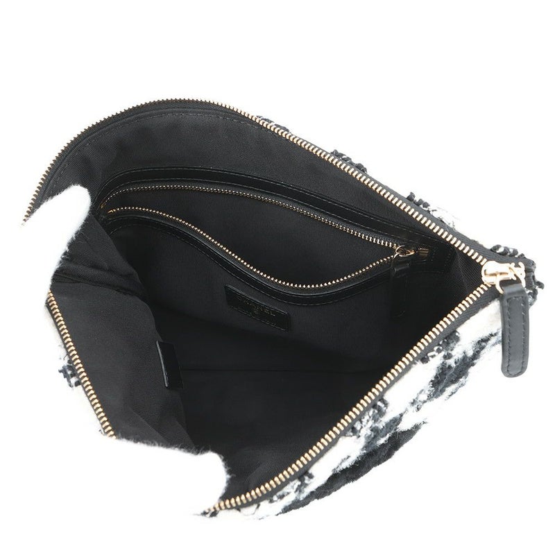 シャネル クラッチバッグ ココマーク ツイード 千鳥格子 CHANEL セカンドバッグ 黒 白