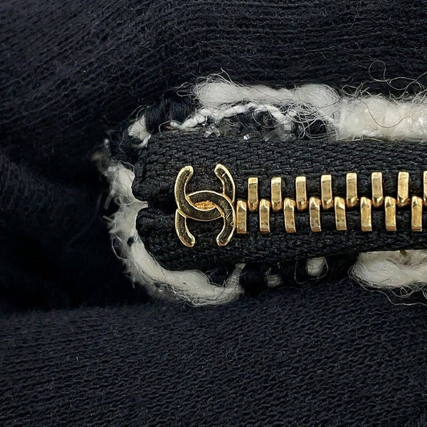 シャネル クラッチバッグ ココマーク ツイード 千鳥格子 CHANEL セカンドバッグ 黒 白