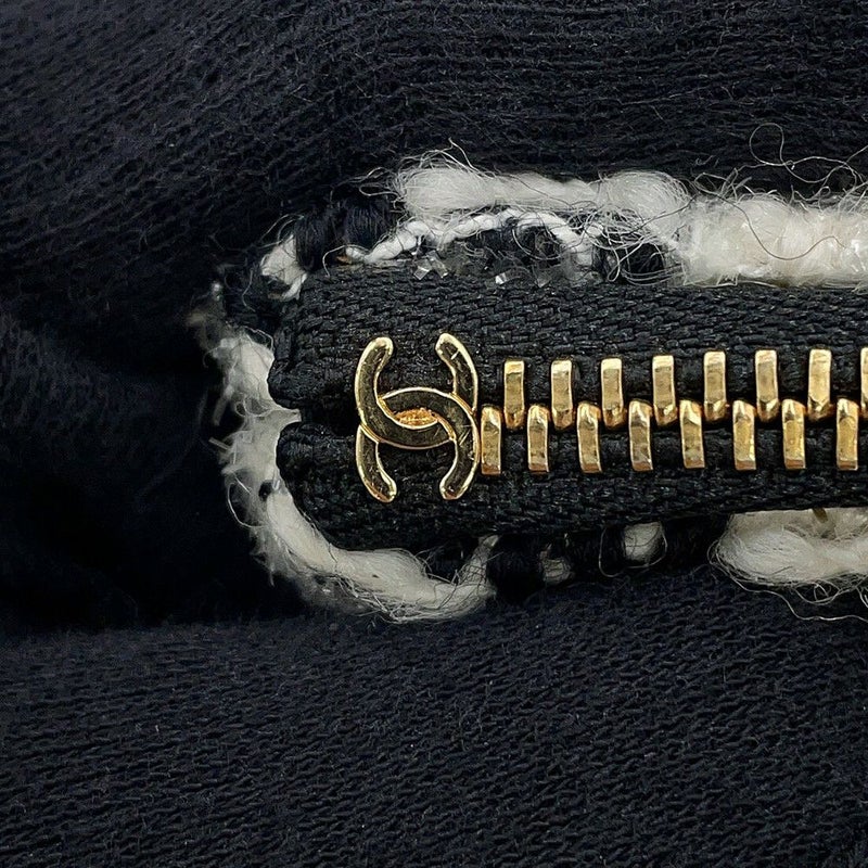 シャネル クラッチバッグ ココマーク ツイード 千鳥格子 CHANEL セカンドバッグ 黒 白