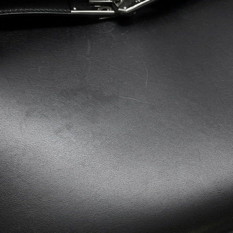 エルメス ハンドバッグ ケリー28 外縫い ブラック/シルバー金具 ボックスカーフ □G刻印 2wayショルダー 黒