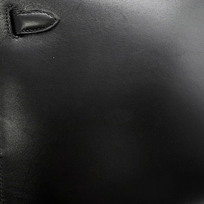 エルメス ハンドバッグ ケリー28 外縫い ブラック/シルバー金具 ボックスカーフ □G刻印 2wayショルダー 黒