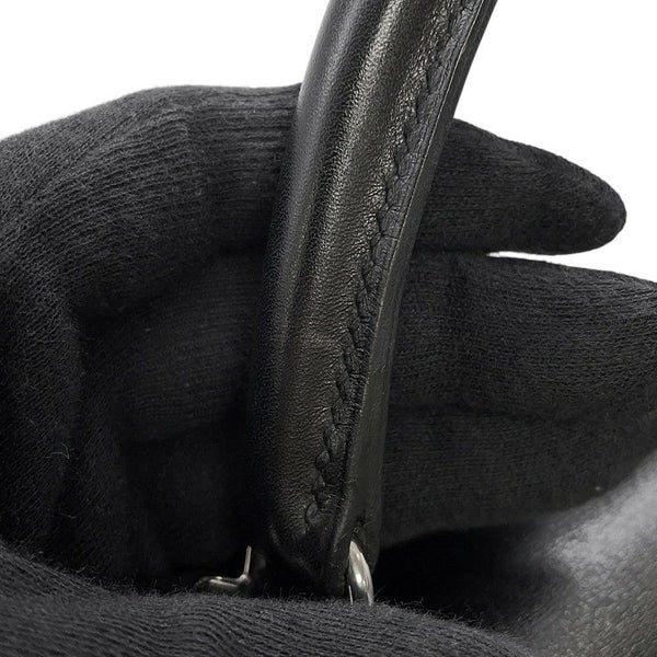 エルメス ハンドバッグ ケリー28 外縫い ブラック/シルバー金具 ボックスカーフ □G刻印 2wayショルダー 黒