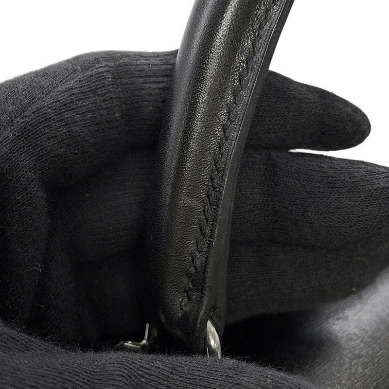 エルメス ハンドバッグ ケリー28 外縫い ブラック/シルバー金具 ボックスカーフ □G刻印 2wayショルダー 黒