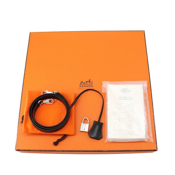 エルメス ハンドバッグ ケリー28 外縫い ブラック/シルバー金具 ボックスカーフ □G刻印 2wayショルダー 黒