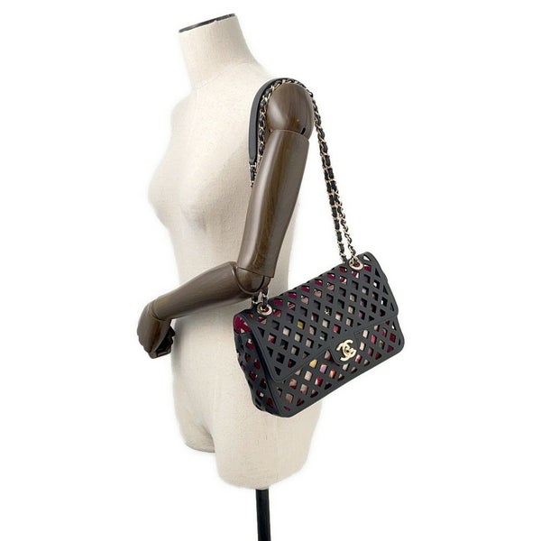 シャネル チェーンショルダーバッグ パンチング カーフレザー AS2376 CHANEL 黒