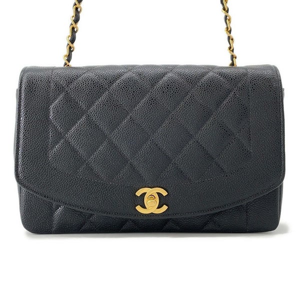 シャネル チェーンショルダーバッグ マトラッセ25 ココマーク ダイアナ キャビアスキン A01165 CHANEL 黒