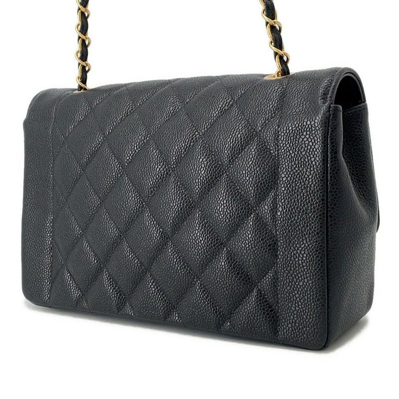 シャネル チェーンショルダーバッグ マトラッセ25 ココマーク ダイアナ キャビアスキン A01165 CHANEL 黒