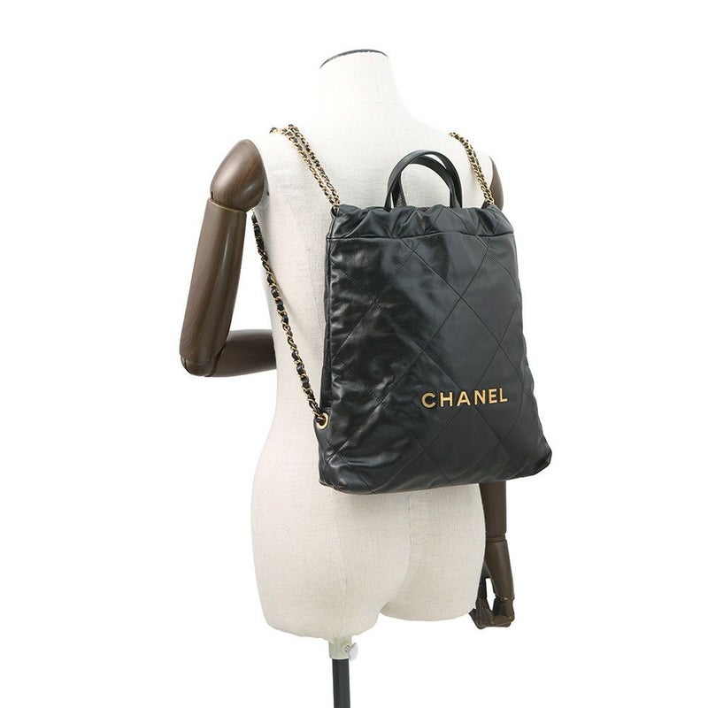 シャネル リュック シャネル22 スモール シャイニーカーフスキン AS3859 CHANEL バッグ 黒