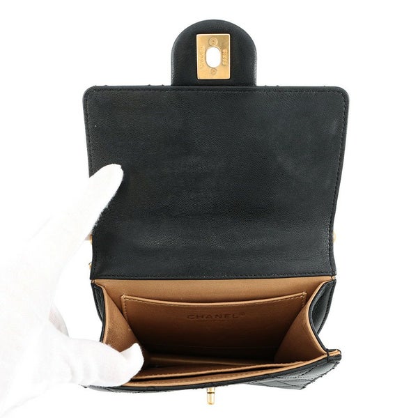 ャネル チェーンショルダーバッグ マトラッセ ココマーク フェイクパール ラムスキン AS0584 CHANEL バッグ 黒