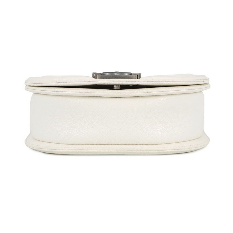 シャネル チェーンショルダーバッグ マトラッセ ココマーク ボーイシャネル スモール キャビアスキン AS3350 CHANEL 2way 白