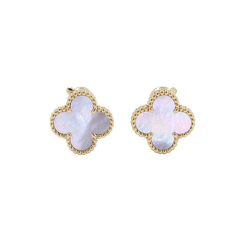 ヴァンクリーフ&アーペル ピアス ヴィンテージ アルハンブラ イヤリング マザーオブパール K18YGイエローゴールド VCARA44100