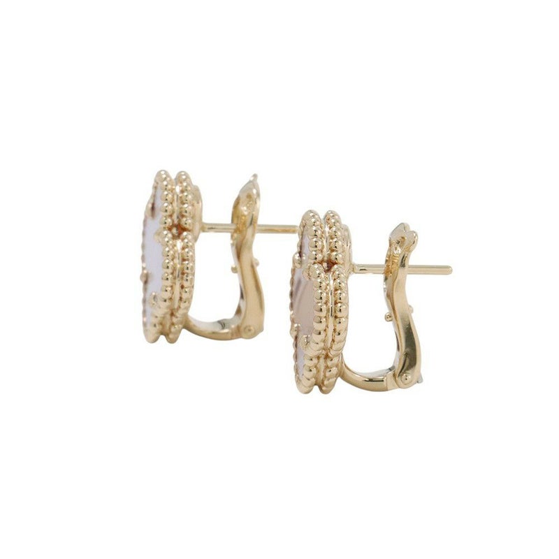 ヴァンクリーフ&アーペル ピアス ヴィンテージ アルハンブラ イヤリング マザーオブパール K18YGイエローゴールド VCARA44100