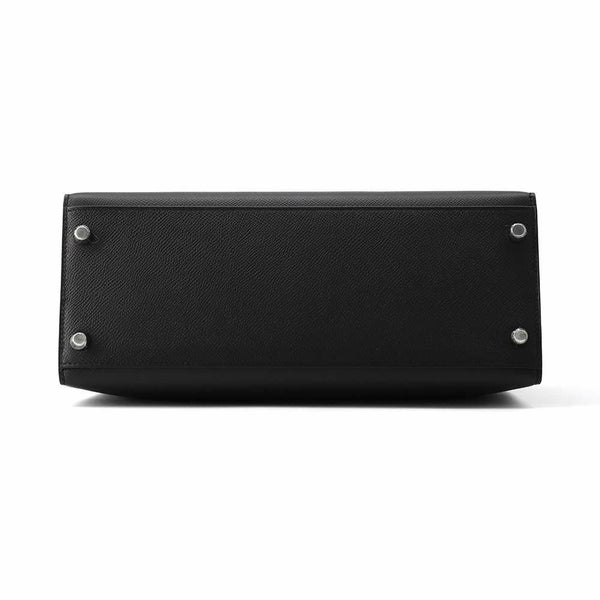 エルメス ハンドバッグ ケリー28 外縫い ブラック/シルバー金具 エプソン W刻印 2wayショルダー 黒