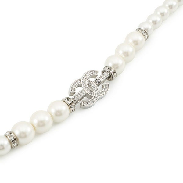 シャネル ネックレス ココマーク チョーカー フェイクパール メタル ラインストーン 25C ABF720 CHANEL アクセサリー
