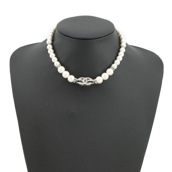 シャネル ネックレス ココマーク チョーカー フェイクパール メタル ラインストーン 25C ABF720 CHANEL アクセサリー