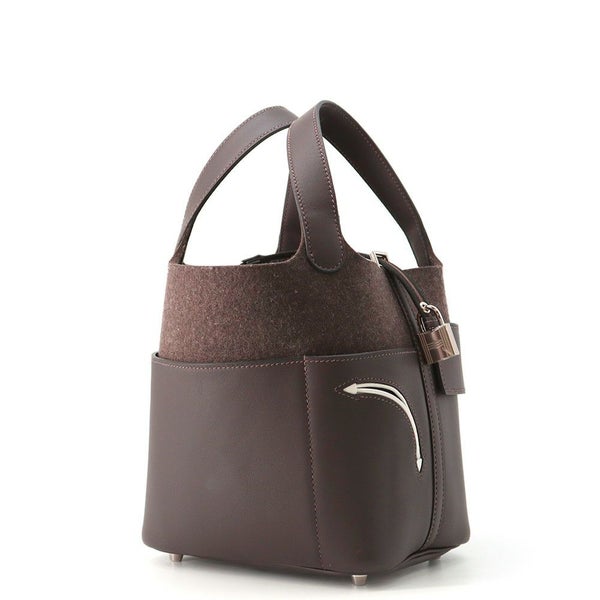 エルメス ハンドバッグ ピコタンロックPM ゴーチーム エベンヌ/シルバー金具 スイフト/フェルト W刻印