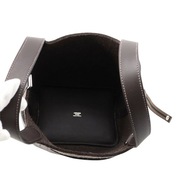 エルメス ハンドバッグ ピコタンロックPM ゴーチーム エベンヌ/シルバー金具 スイフト/フェルト W刻印