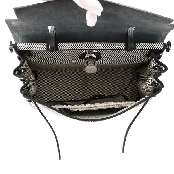 エルメス エールバッグジップPM ルトゥルネ ブラック/エクリュ/シルバー金具 トワルGM/ヴァッシュハンター U刻印 黒