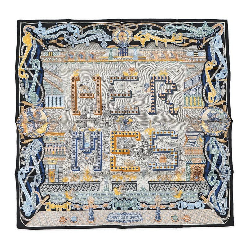 エルメス カレ90 Super Silk Quest スーパー・シルク・クエスト HERMES シルク 2023年秋冬 ソルド品