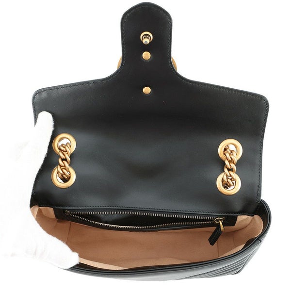 グッチ チェーンショルダーバッグ GGマーモント キルティング レザー 443497 GUCCI 黒