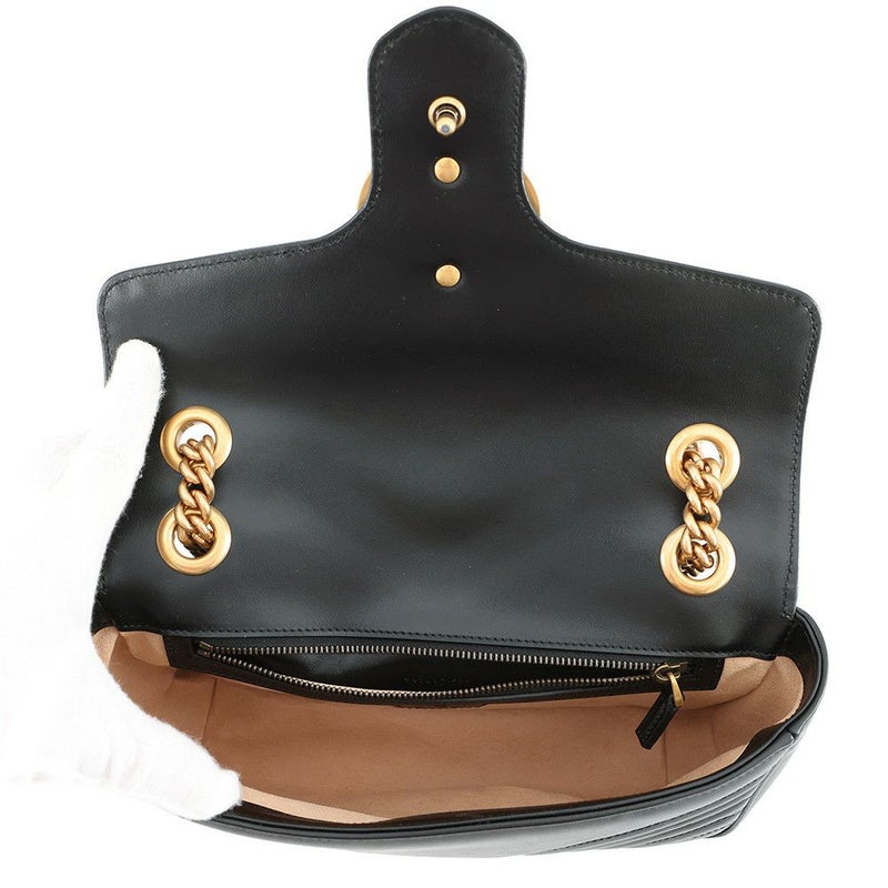 グッチ チェーンショルダーバッグ GGマーモント キルティング レザー 443497 GUCCI 黒