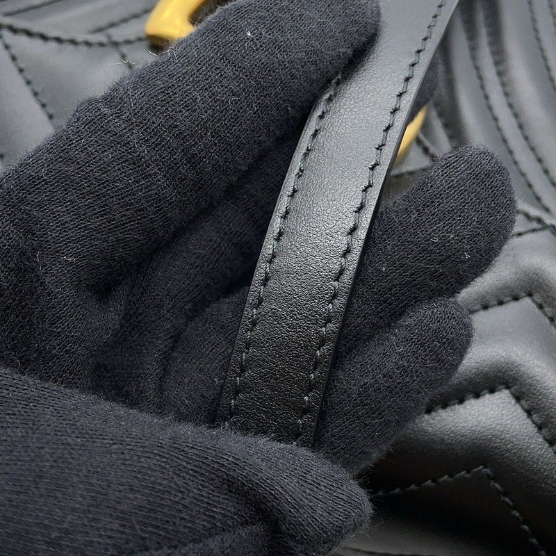 グッチ チェーンショルダーバッグ GGマーモント キルティング レザー 443497 GUCCI 黒