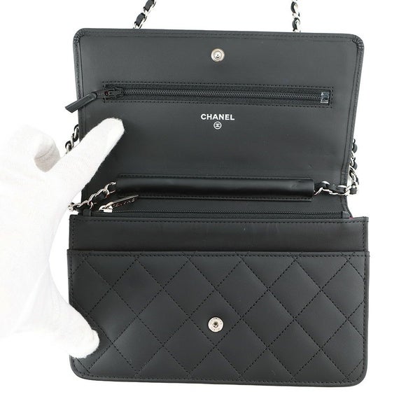 シャネル チェーンウォレット カンボンライン ココマーク A46646 CHANEL 財布 黒