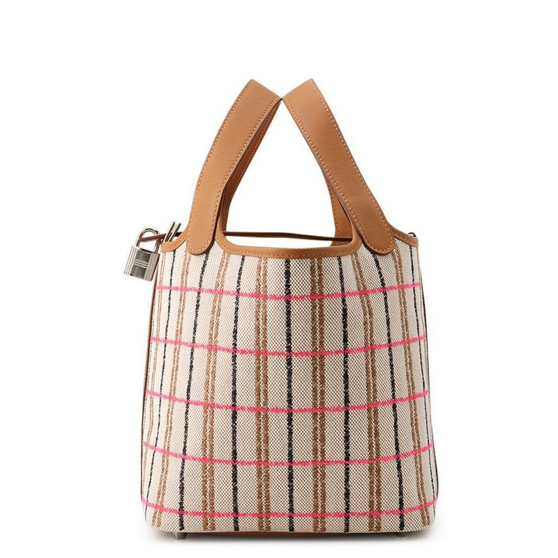 エルメス ハンドバッグ ピコタンロックPM ゴールド/エクリュ/フォーブ/ローズポップ/シルバー金具 トワルアッシュ/スイフト  K刻印