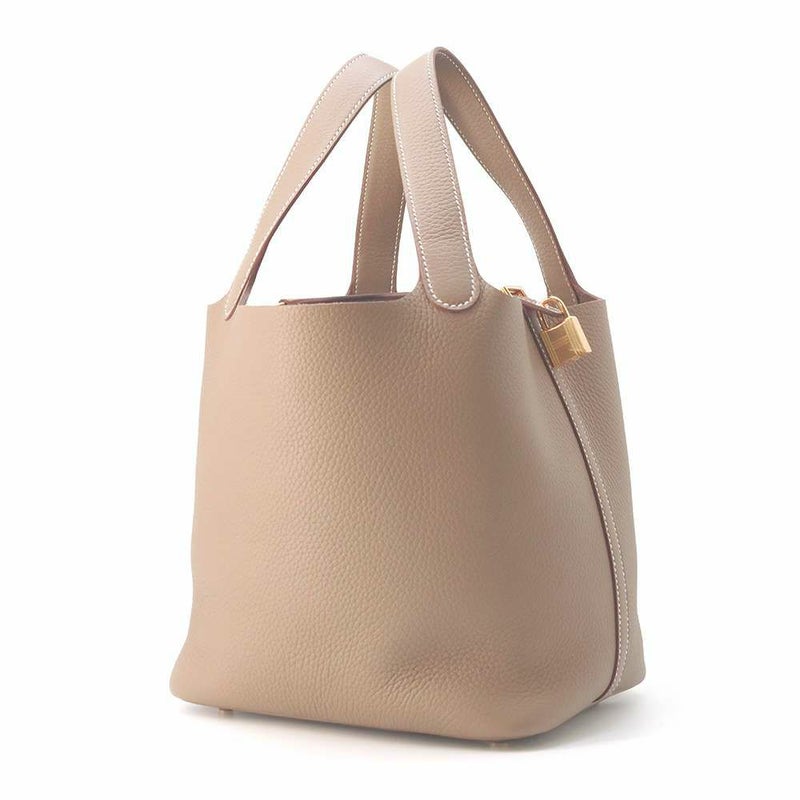 エルメス ハンドバッグ ピコタンロックMM エトゥープ/ゴールド金具 トリヨンクレマンス W刻印